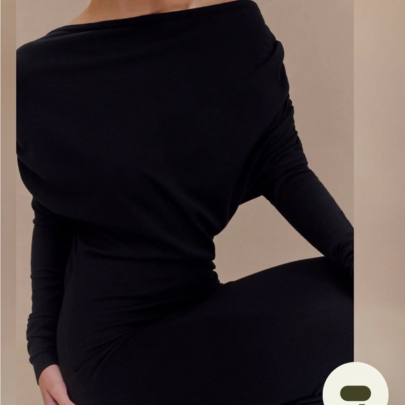 Meshki Asymmetric Long Sleeve Maxi Dress in Black - Picture 3 of 8